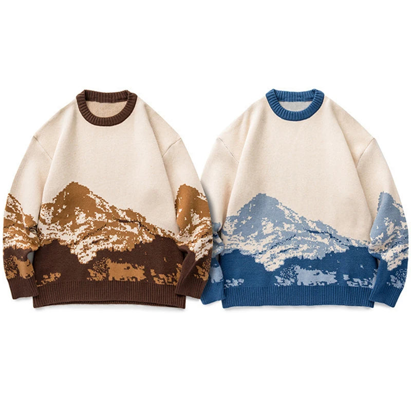 Vintage Japanese Style Snow Mountain Knitted Sweater