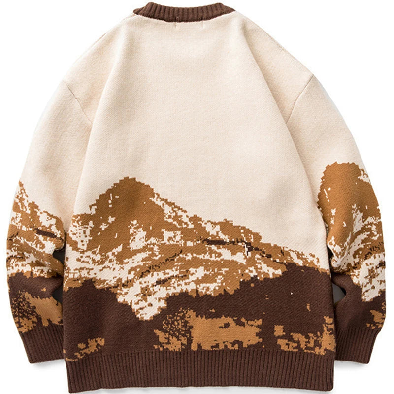 Vintage Japanese Style Snow Mountain Knitted Sweater