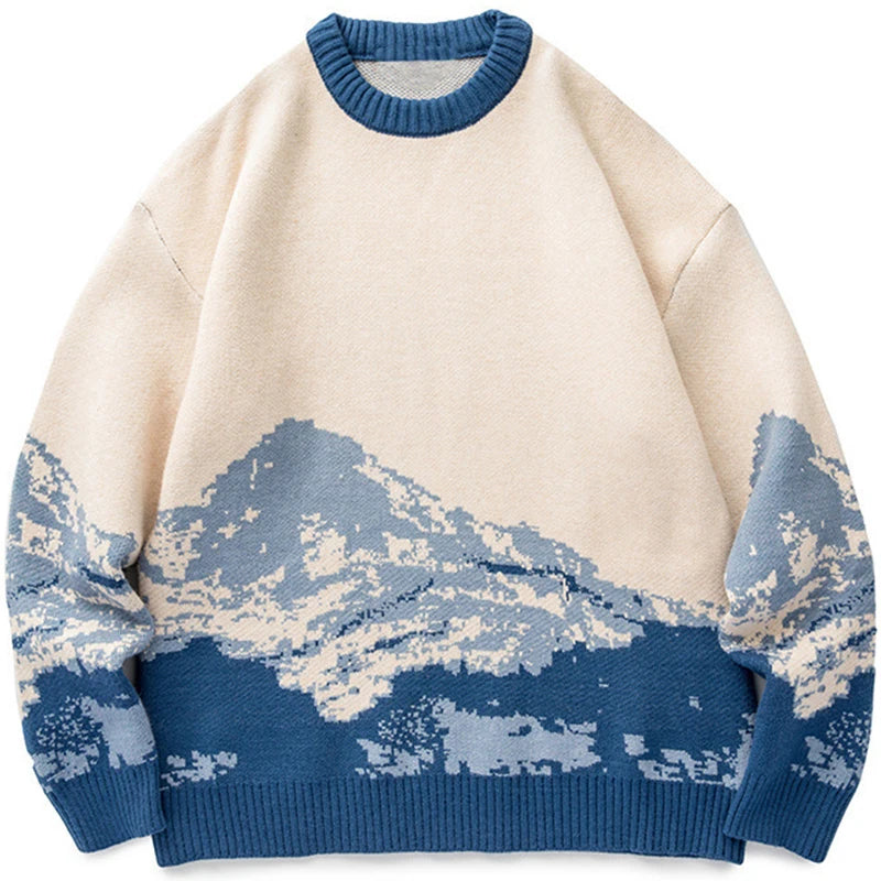 Vintage Japanese Style Snow Mountain Knitted Sweater