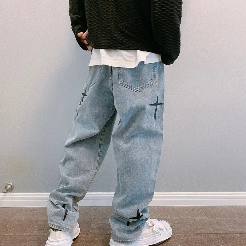 Vintage Straight Casual Loose Denim Cargo Pants