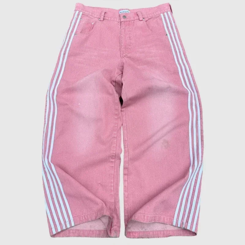 Baggy Jeans High Quality Embroidered Striped Sweatpants