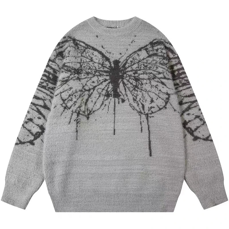 Butterfly Jacquard Zipper Cardigan Men's Sweaters