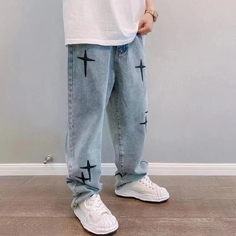 Vintage Straight Casual Loose Denim Cargo Pants