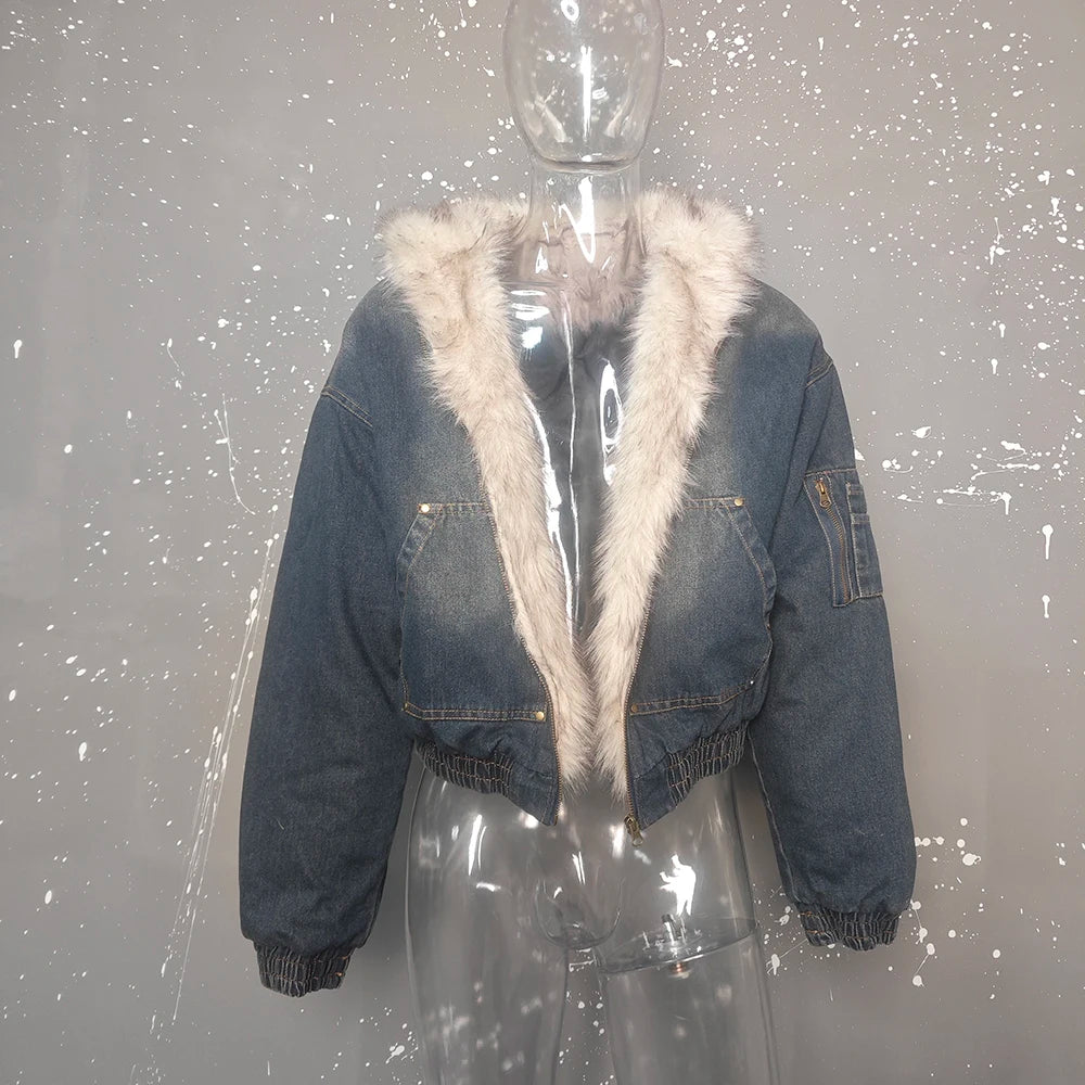 Menswear Thickened Denim Quilted Padded Jackets