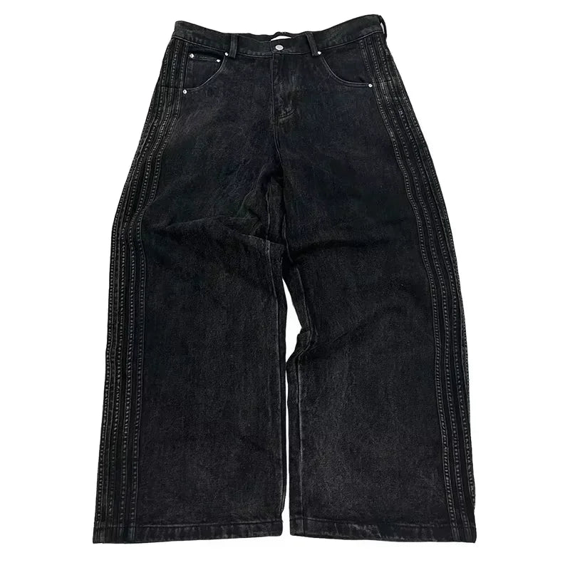 Baggy Jeans High Quality Embroidered Striped Sweatpants
