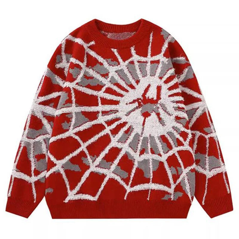 Spider Sweater Knit Men's Jumpers Vintage Oversize Knitted Sweater