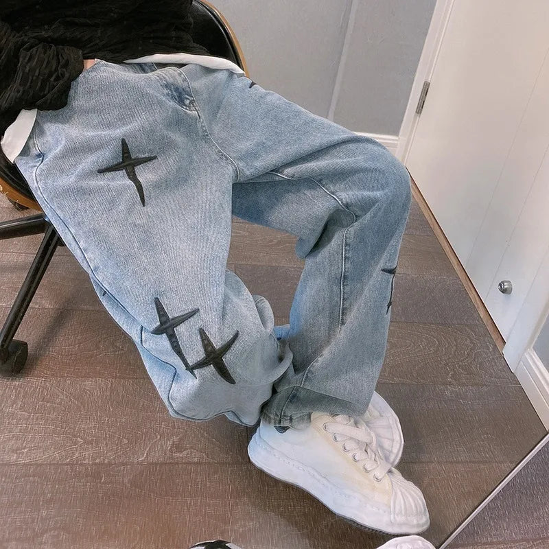 Vintage Straight Casual Loose Denim Cargo Pants