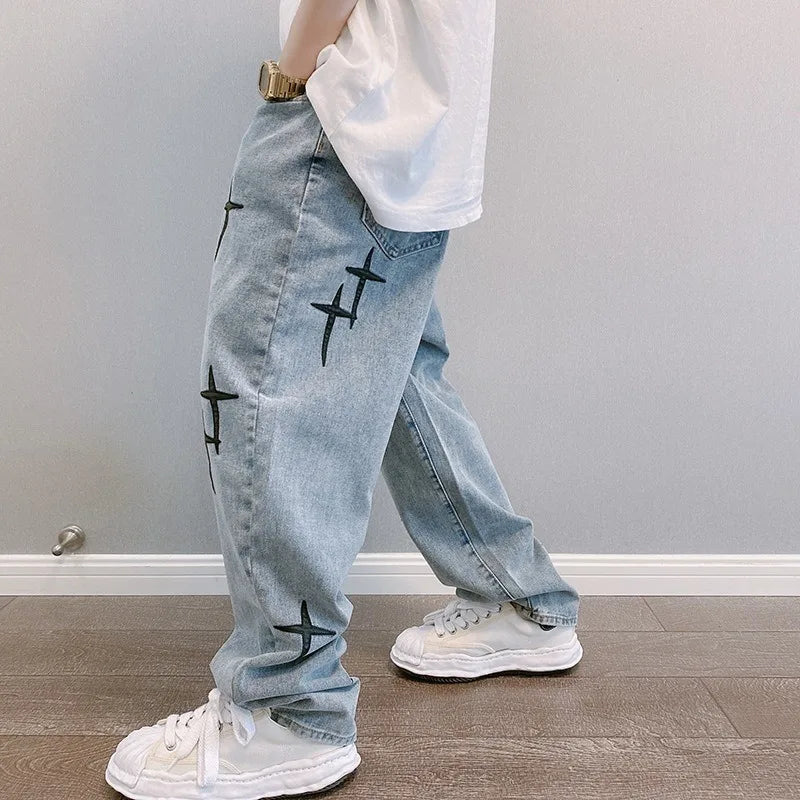 Vintage Straight Casual Loose Denim Cargo Pants