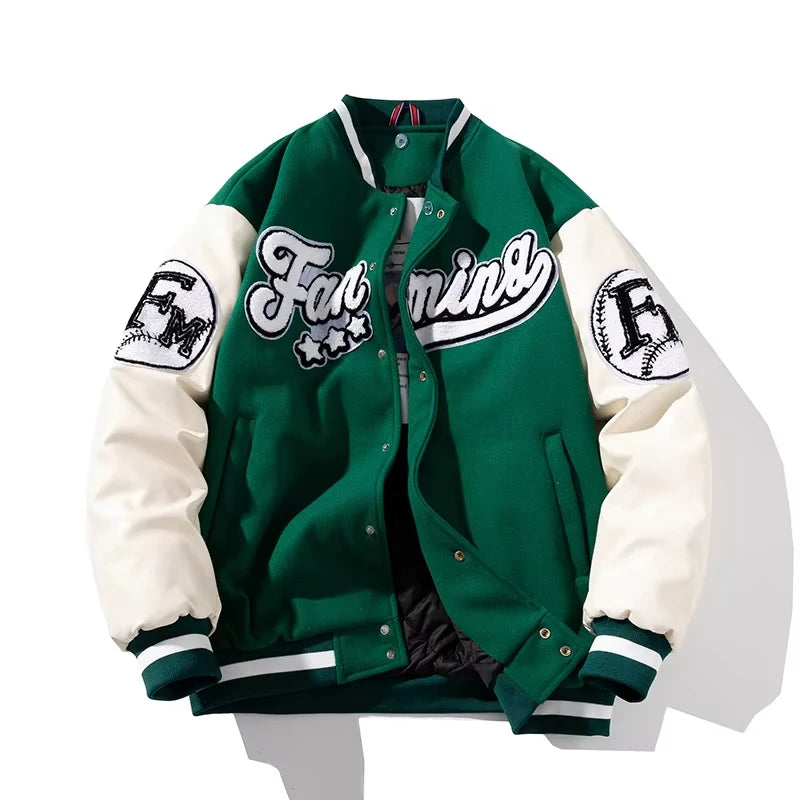 Men Baseball Uniform Men's Loose Embroidery Jacket
