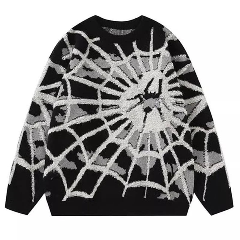 Spider Sweater Knit Men's Jumpers Vintage Oversize Knitted Sweater