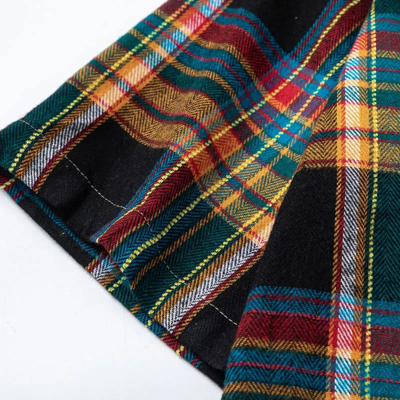 Streetwear Rainbow Plaid Button Up Short Sleeve Shirt