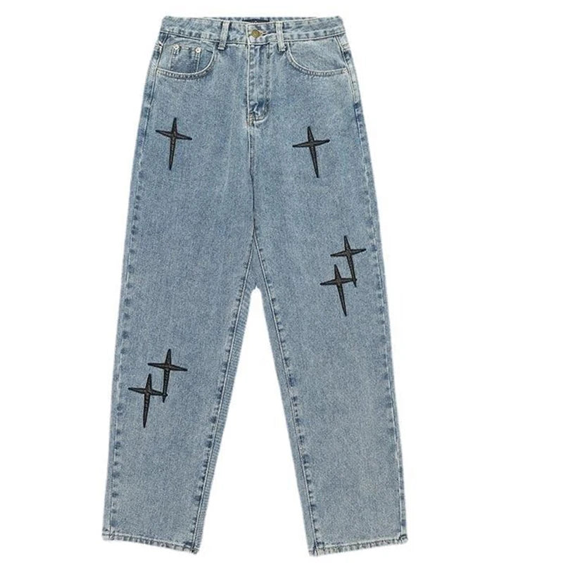 Vintage Straight Casual Loose Denim Cargo Pants