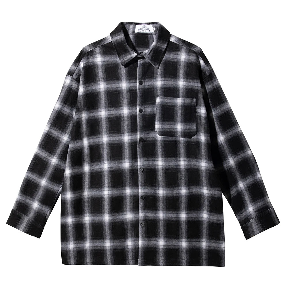 Color Block Plaid Patchwork Long Sleeve Shirts for Men