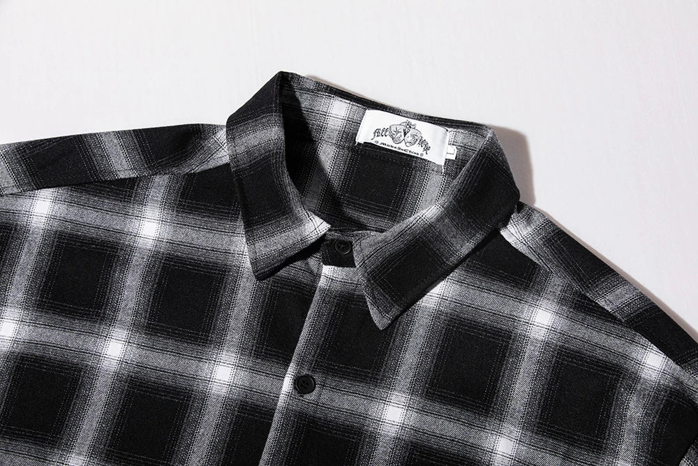 Color Block Plaid Patchwork Long Sleeve Shirts for Men