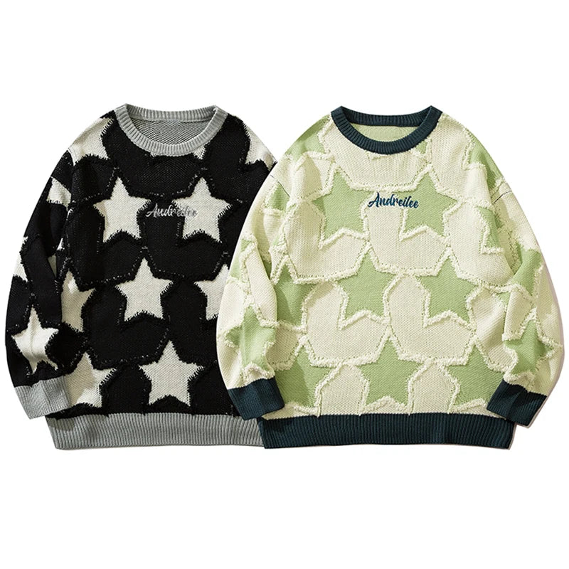 Vintage Five Pointed Star Sweater For Men