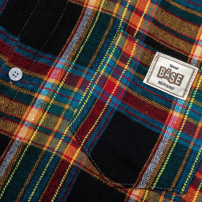 Streetwear Rainbow Plaid Button Up Short Sleeve Shirt