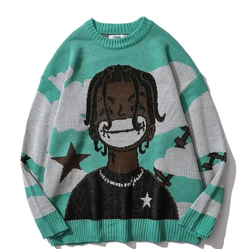 Pure Cotton Anime Slim High Quality Design Hot Casual Sweater For Men