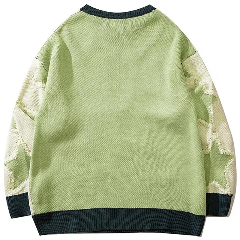 Vintage Five Pointed Star Sweater For Men