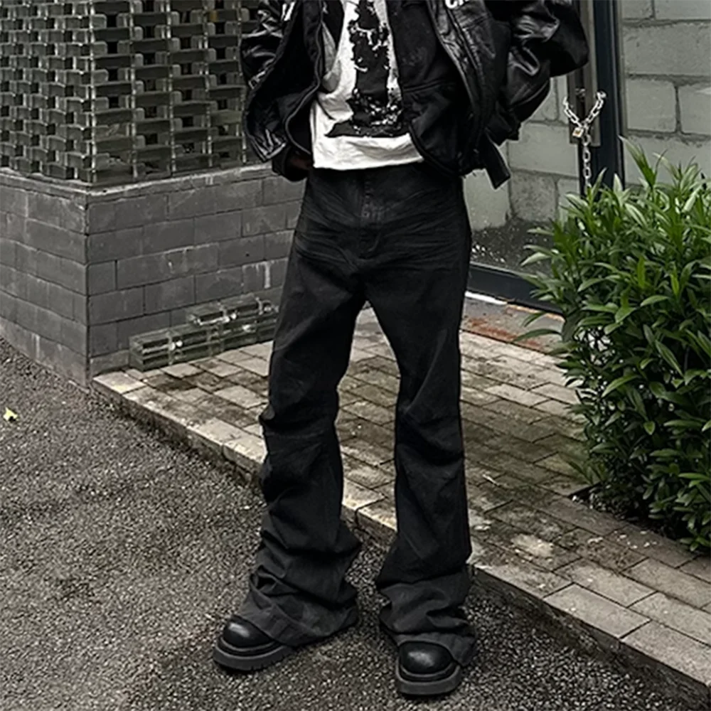 Streetwear Black Glue Coated Boot Cut for Men