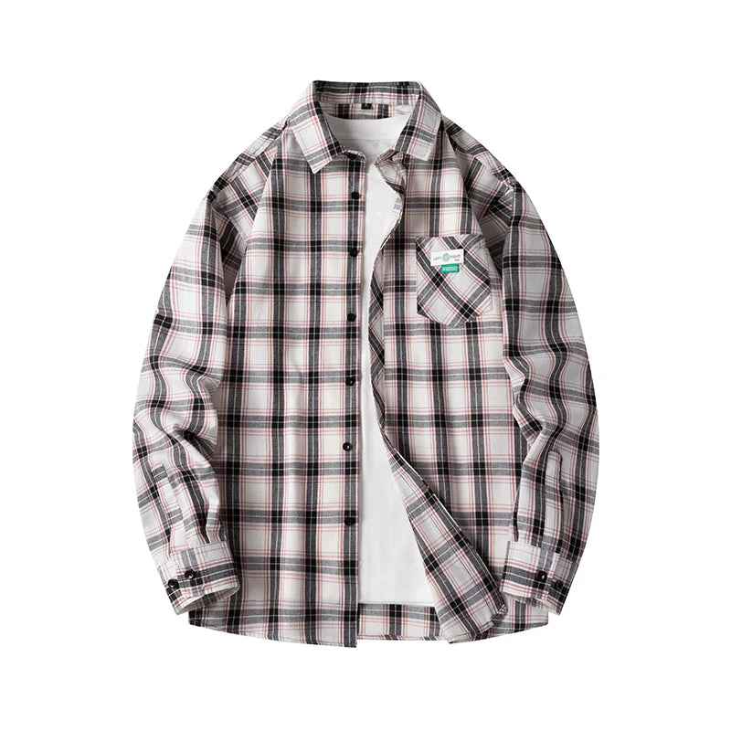 Men's Plaid Flannel Loose Street Long Sleeve Casual Shirt