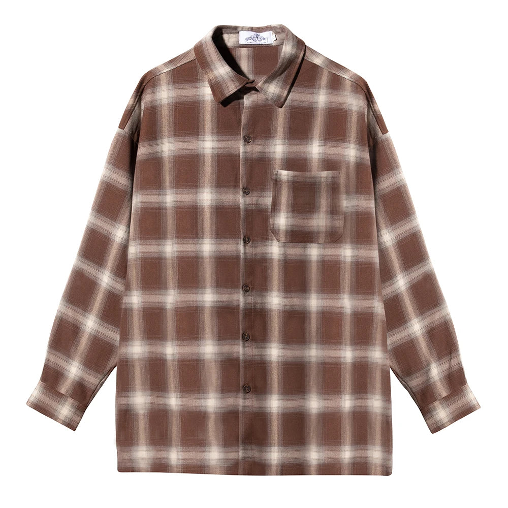 Color Block Plaid Patchwork Long Sleeve Shirts for Men