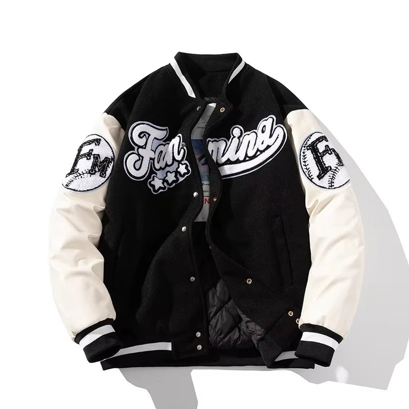 Men Baseball Uniform Men's Loose Embroidery Jacket
