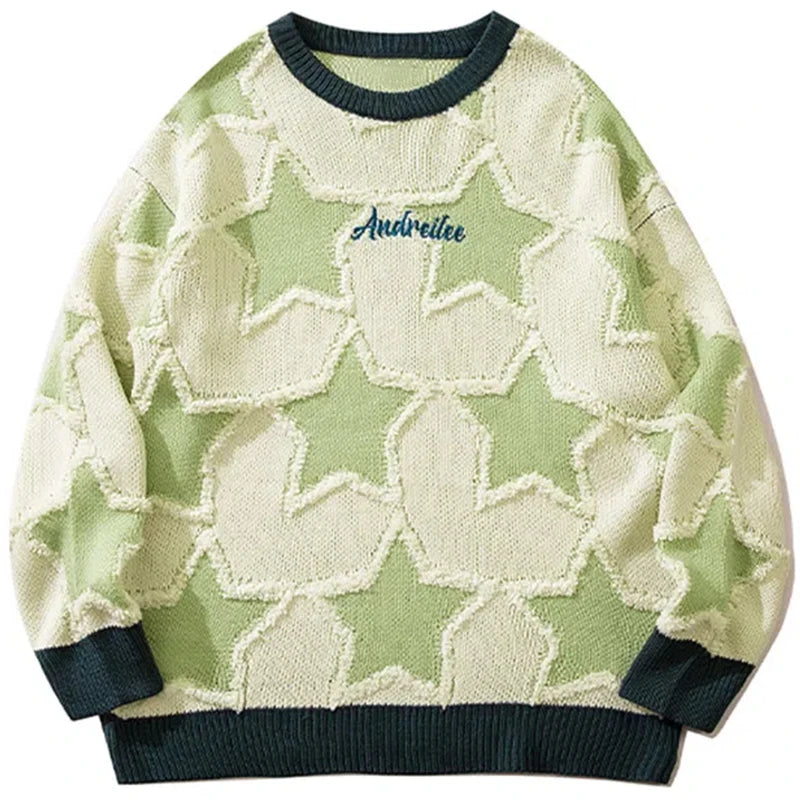 Vintage Five Pointed Star Sweater For Men