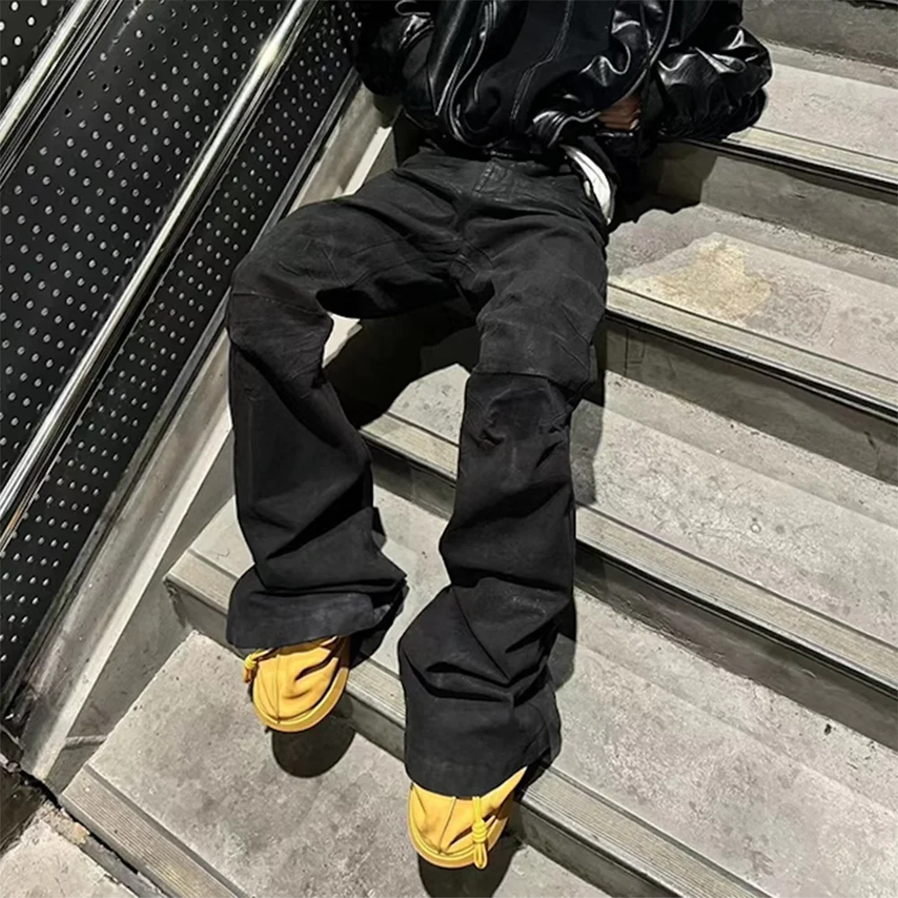 Streetwear Black Glue Coated Boot Cut for Men