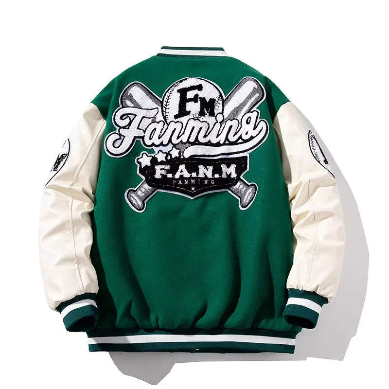 Men Baseball Uniform Men's Loose Embroidery Jacket