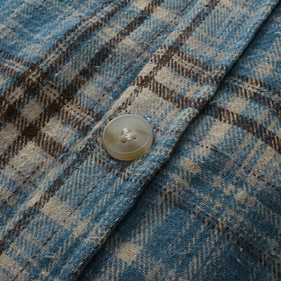 Vintage Plaid Shirts Oversized Long Sleeve Shirts