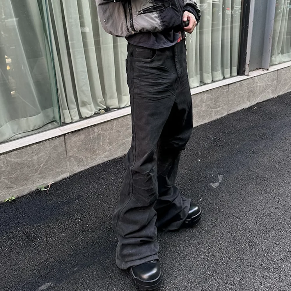 Streetwear Black Glue Coated Boot Cut for Men
