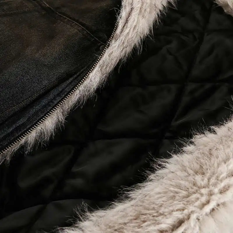 Menswear Thickened Denim Quilted Padded Jackets