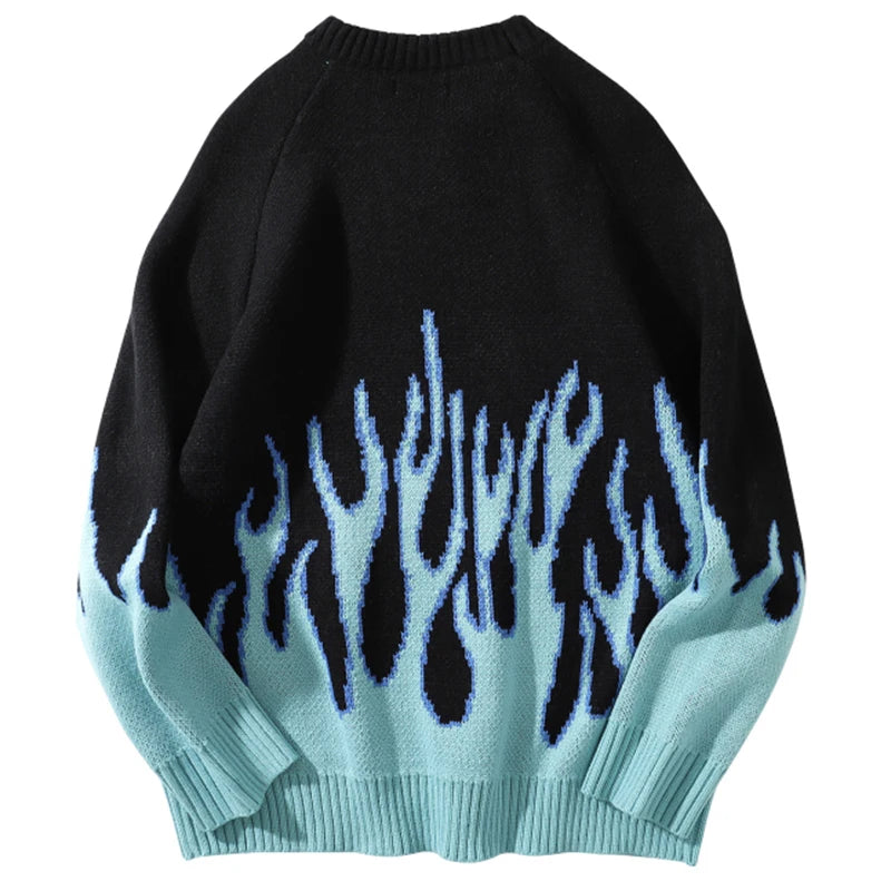 Gradual Flame Sweater Men Pullovers Vintage Knitwear