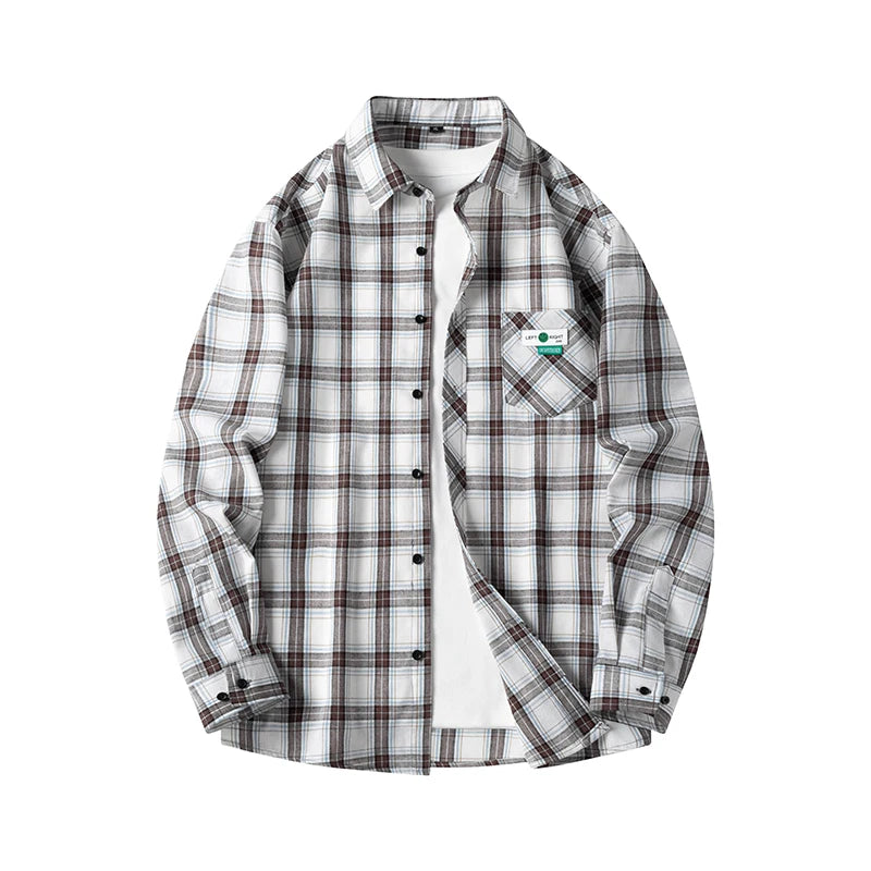 Men's Plaid Flannel Loose Street Long Sleeve Casual Shirt