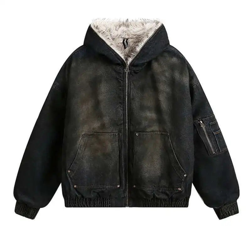 Menswear Thickened Denim Quilted Padded Jackets