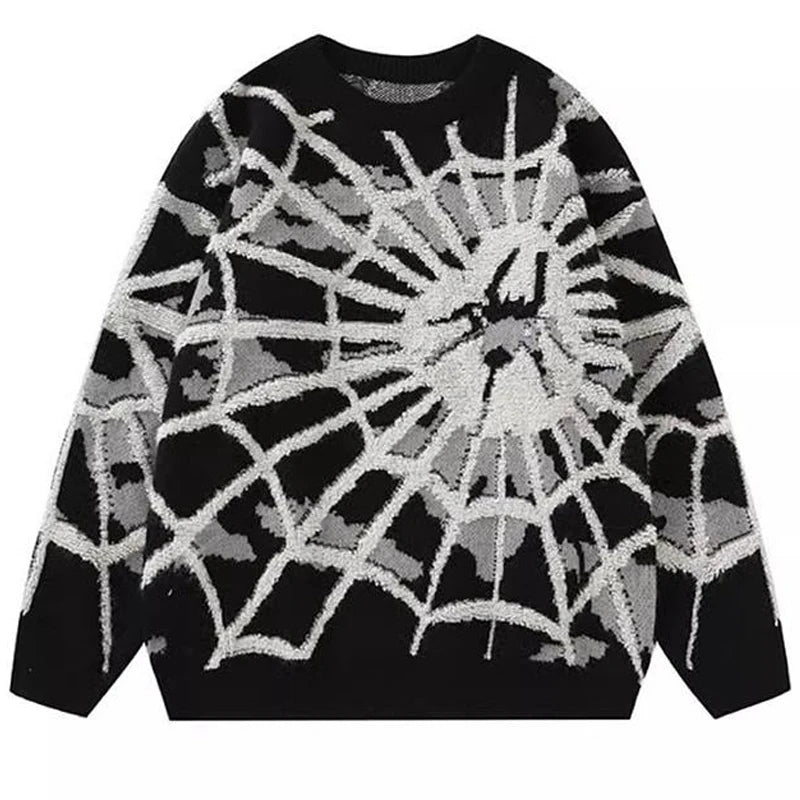 Spider Sweater Knit Men's Jumpers Vintage Oversize Knitted Sweater