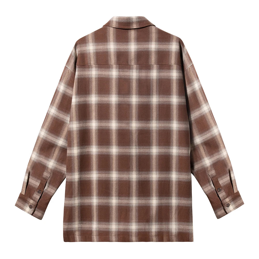 Color Block Plaid Patchwork Long Sleeve Shirts for Men