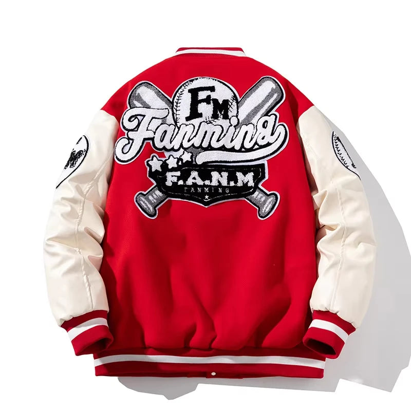 Men Baseball Uniform Men's Loose Embroidery Jacket