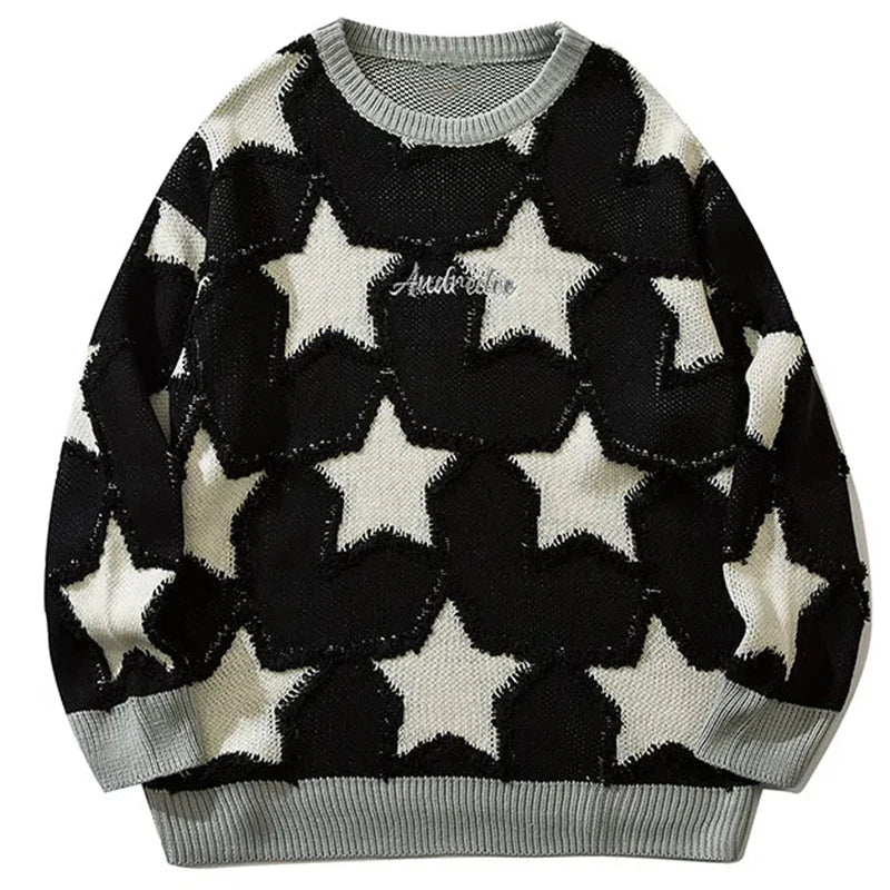 Vintage Five Pointed Star Sweater For Men