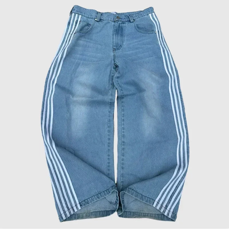Baggy Jeans High Quality Embroidered Striped Sweatpants