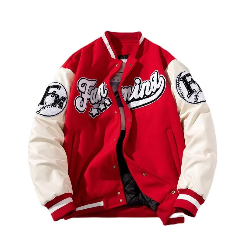 Men Baseball Uniform Men's Loose Embroidery Jacket
