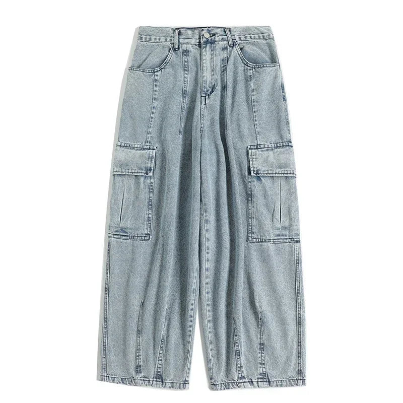 Men's Oversize Cargo Korean Black Wide Pants