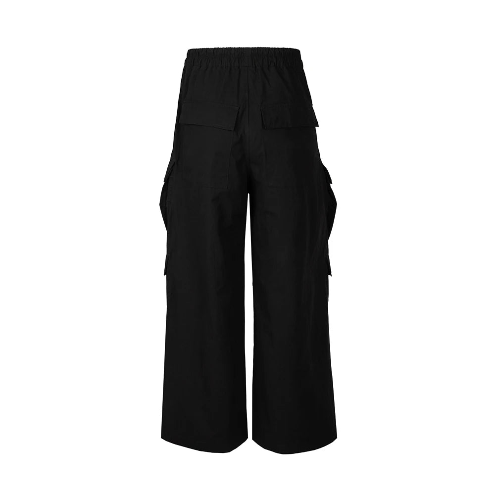 Ro Style Wide Leg Drawstring Black Cargo Pants