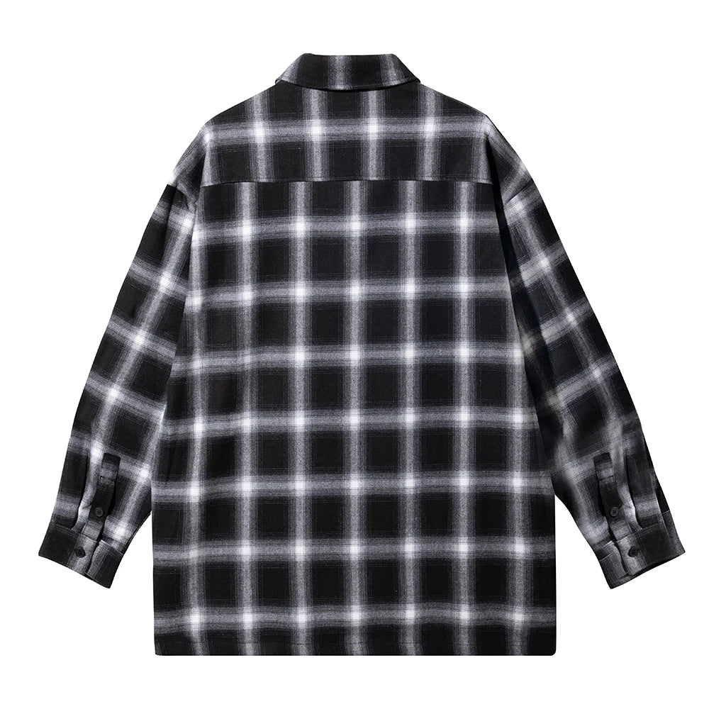 Color Block Plaid Patchwork Long Sleeve Shirts for Men