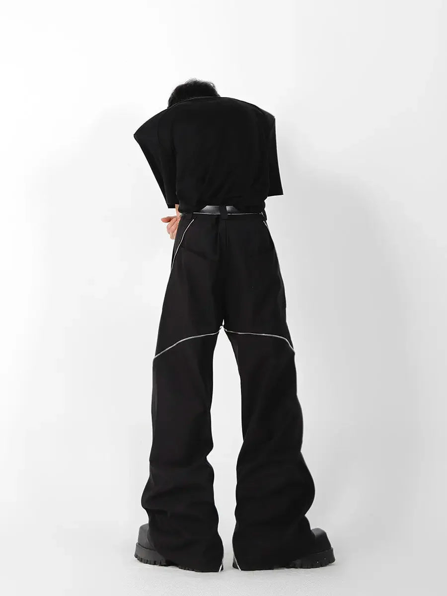 Black Zipper Flared Pants