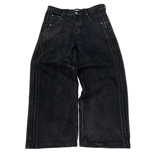 Baggy Jeans High Quality Embroidered Striped Sweatpants