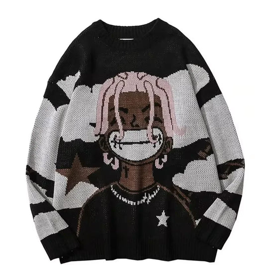 Pure Cotton Anime Slim High Quality Design Hot Casual Sweater For Men