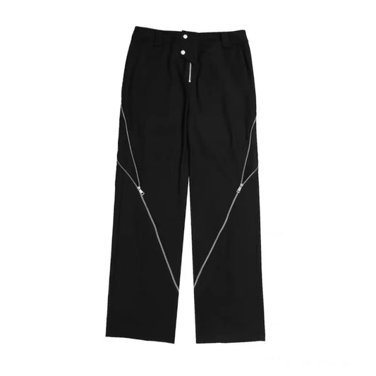 Black Zipper Flared Pants