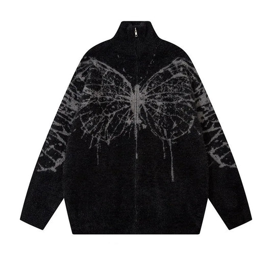 Butterfly Jacquard Zipper Cardigan Men's Sweaters