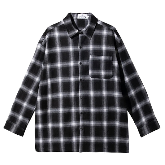 Color Block Plaid Patchwork Long Sleeve Shirts for Men